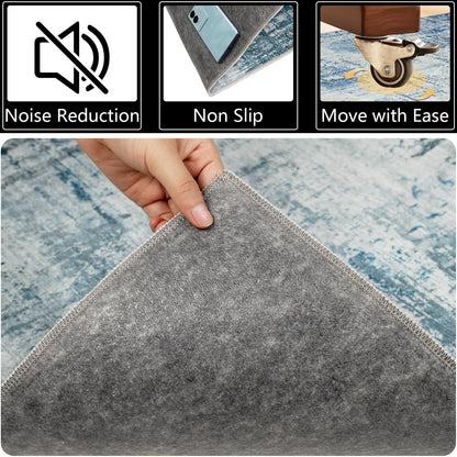 Famibay Office Chair Mat for Hardwood Floor 90x120cm Computer Desk Chair Mat Floor Protector Mat Blue for Hard Wooden Tile Floors Anti Skidding