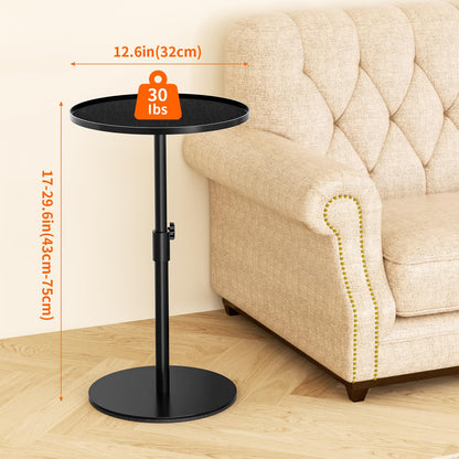 ZDDLOINP Round Side Table, Metal End Table, Height Adjustable Sofa Side Tables, Coffee Tables for Small Spaces Living Room, Bedroom, Balcony, Office