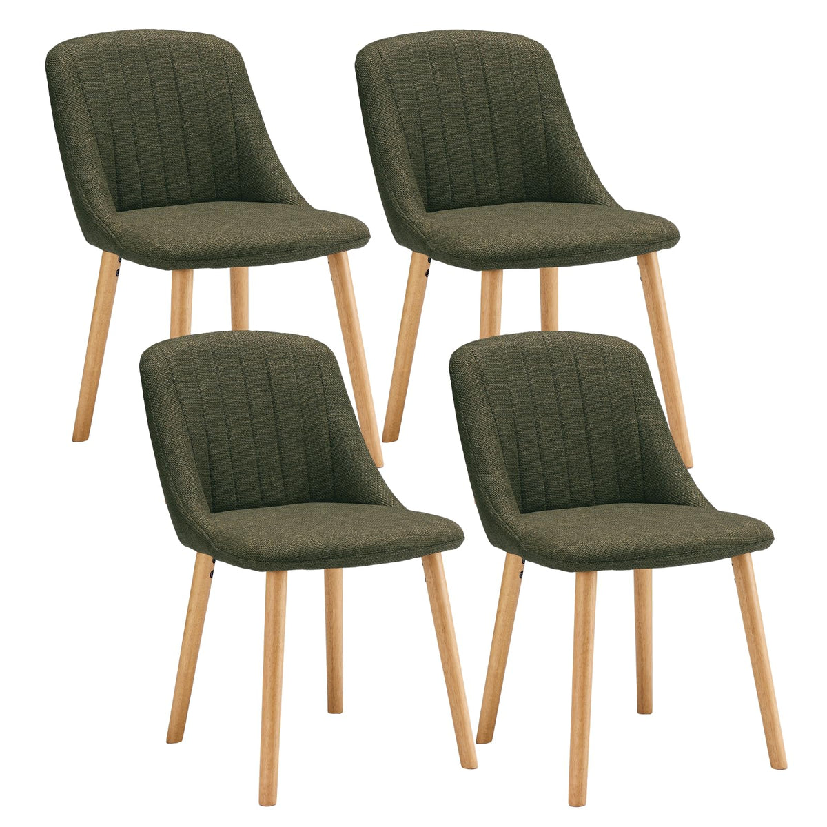 Goeurvant Dining Chairs Set of 4 Polyester Chairs for Living Room with Wood Legs Upholstered Kitchen Chair, Grass Green