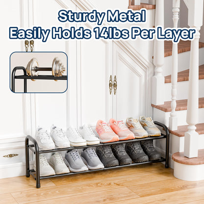 ENJOYBASICS Expandable Shoe Rack, 2 Tier Adjustable Shoe Storage Shelf