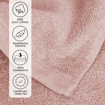 Ruggeri 4 Piece Guest Towel Set, 40x50 cm, Soft Cotton, Pink