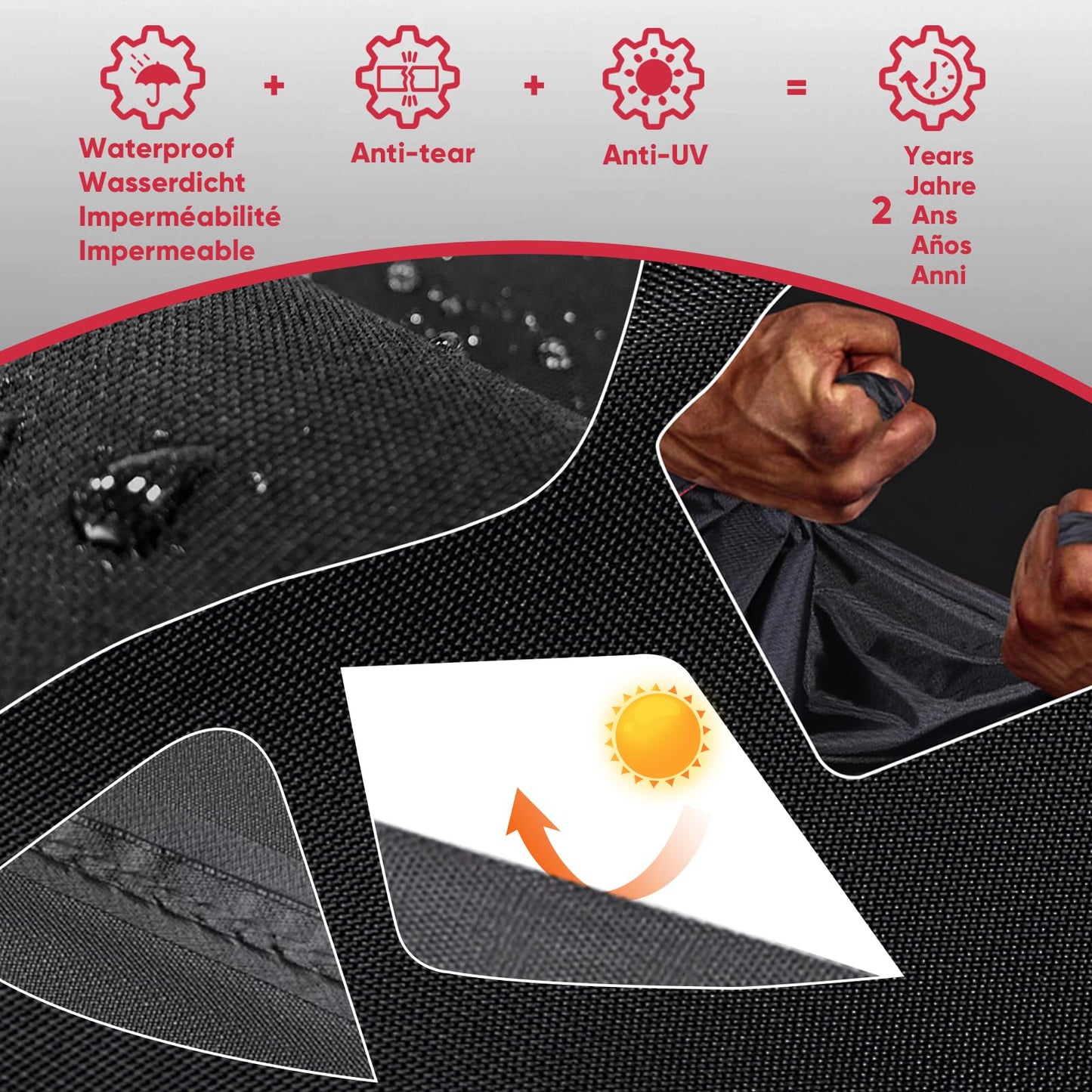 Turtle Life Patio Single Sofa Cover, Waterproof, Windproof, Oxford Fabric with PVC Coating, Black, 94x102x76 cm