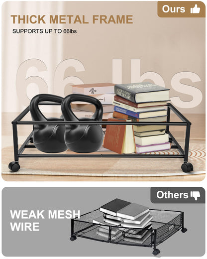 JEPEErbz Under Bed Storage with Wheels and Lid, Rolling Under Bed Drawers for Clothes, Shoes, Blankets, Toys (Black)