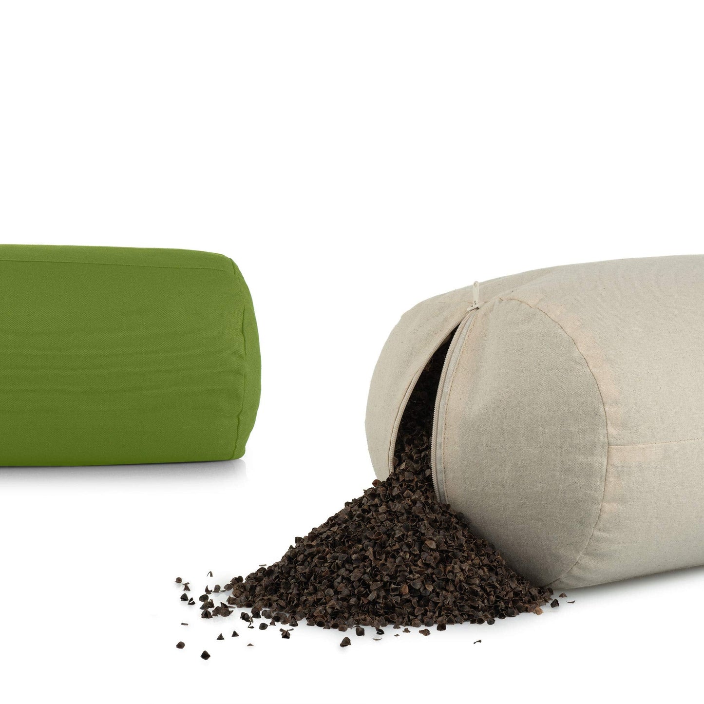 basaho Yoga Bolster | Organic Cotton | Buckwheat Hulls | Removable Washable Cover (Stone)
