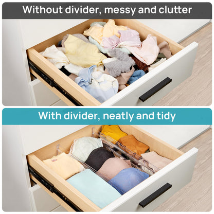 Vtopmart 8 Pack Drawer Dividers, 3.2" High Expandable from 12.2-21.4" Adjustable Drawer Organisers，Clear Plastic Drawers Separators for Clothing