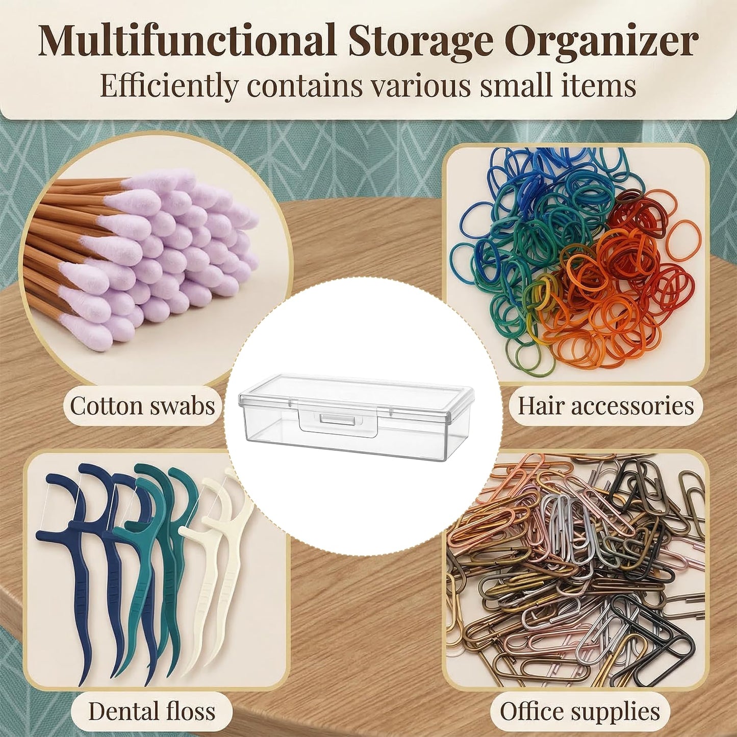 Kynigo 4 Pcs Cotton Swab Holder, Floss Pick Holder with Dustproof Lid, Clear Plastic Cotton Swab Container