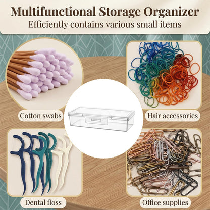 Kynigo 4 Pcs Cotton Swab Holder, Floss Pick Holder with Dustproof Lid, Clear Plastic Cotton Swab Container