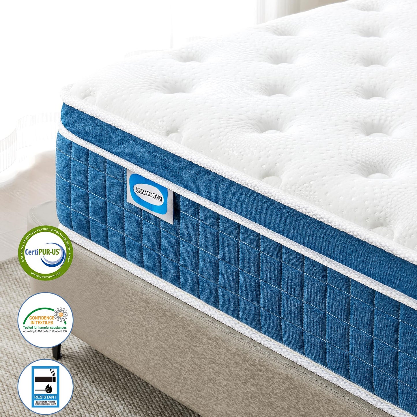 SEZMOONSI 5FT King Size Mattress, 9.1" Medium Firm King Mattress