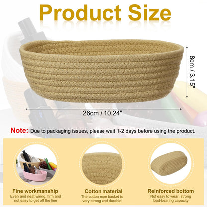 sourcing map Yellow Small Cotton Rope Woven Storage Basket, Shelf Closet Storage Gift Woven Baskets Cute Nursery Box Bin Decor Organization Bin for