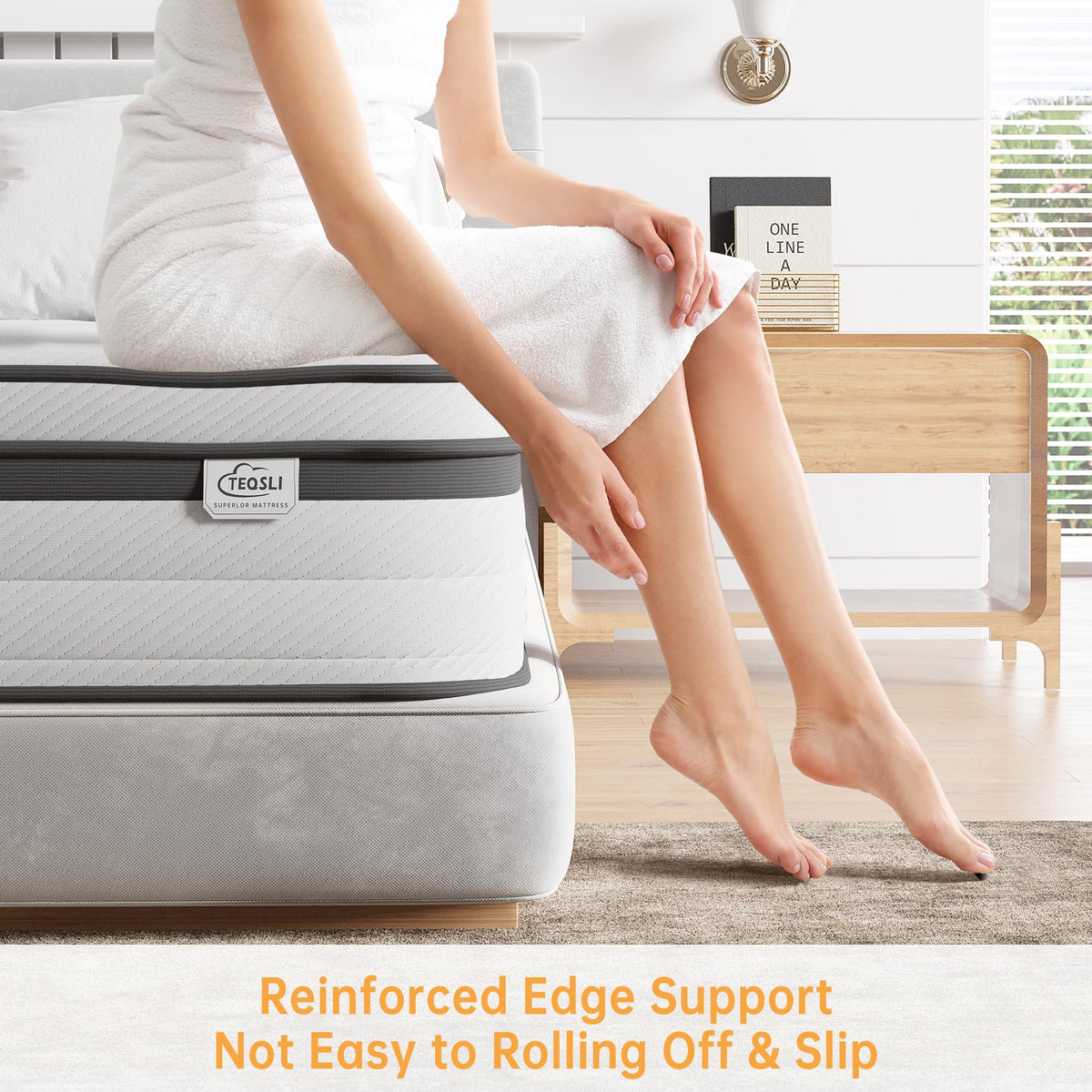 TeQsli Double Mattress 4FT6 Memory Foam Spring Hybrid Mattress 22CM