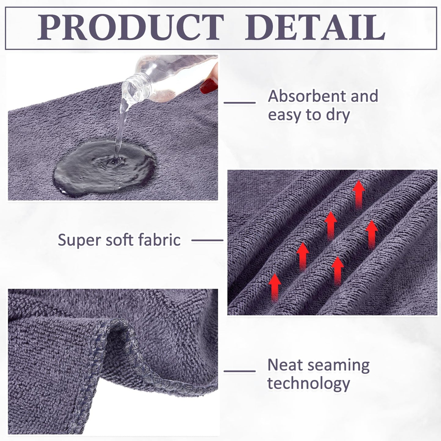 Tatuo 24 Pcs Drying Microfibre Hair Salon Towels 34 x 70 cm Quick Dry Absorbent Hand Towels for Bathroom Soft Hairdressing Cloths for Face Bath Gym