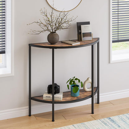 VECOCHO Console Table 2 Tier Narrow Entryway Table with Storage,Brown