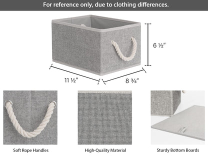 StorageWorks Storage Baskets for Shelves, Foldable Storage Boxes with Soft Handles, Fabric Organiser Boxes for Wardrobe
