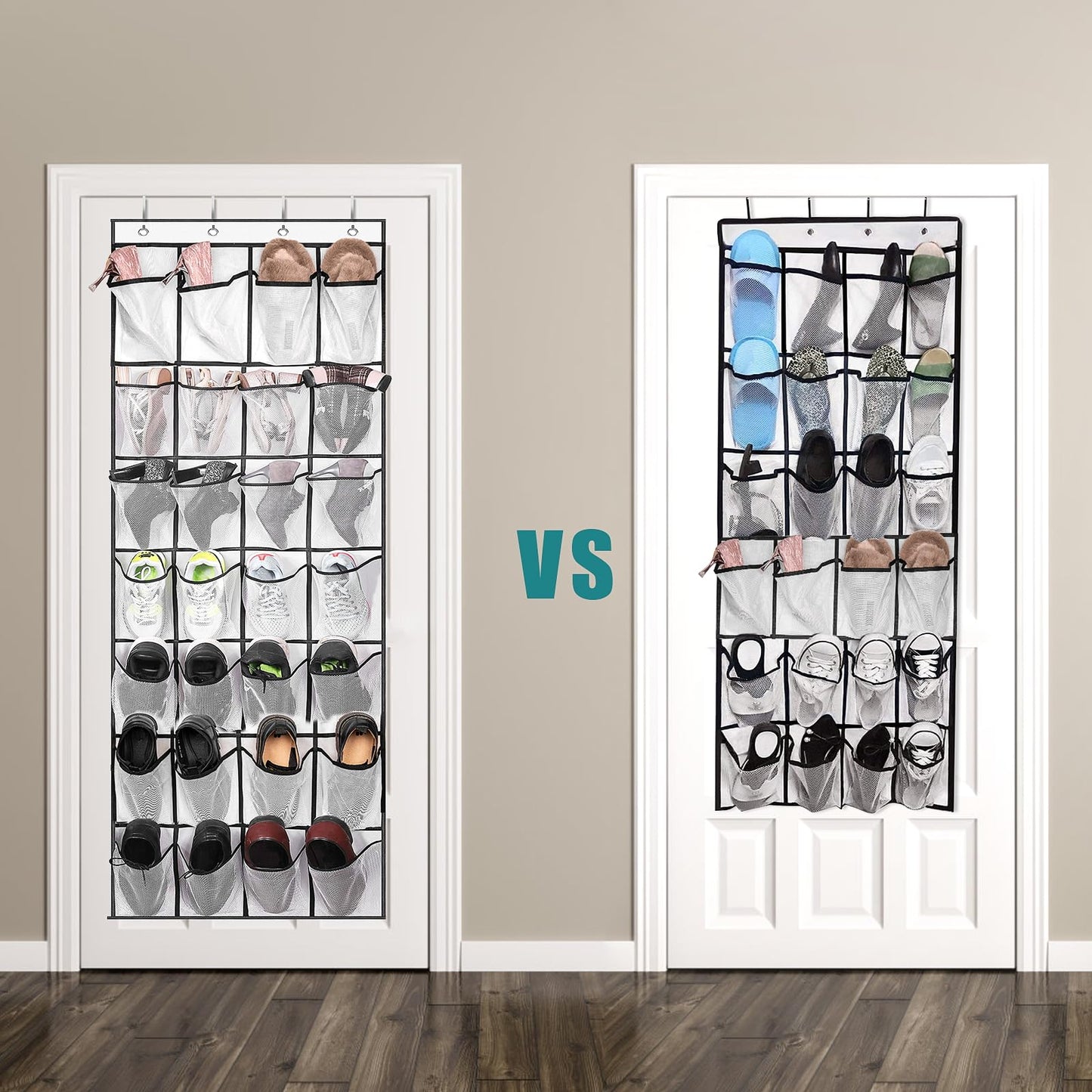 VOPTON 28Large Pockets Over The Door Shoe Organizer, Hanging Shoe Organizer for Closet, Premium Clear Shoe Rack for Door