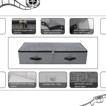 Omygarden Foldable Under Bed Storage Box with Plastic Support Liner, 6 Handles, Zipper Lid