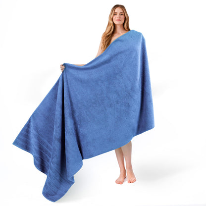 American Soft Linen Jumbo Large Bath Towels, 100% Cotton, 35 x 70 cm, Luxury Oversized Turkish Bath Towel for Bath, Beach and Pool, Electric Blue