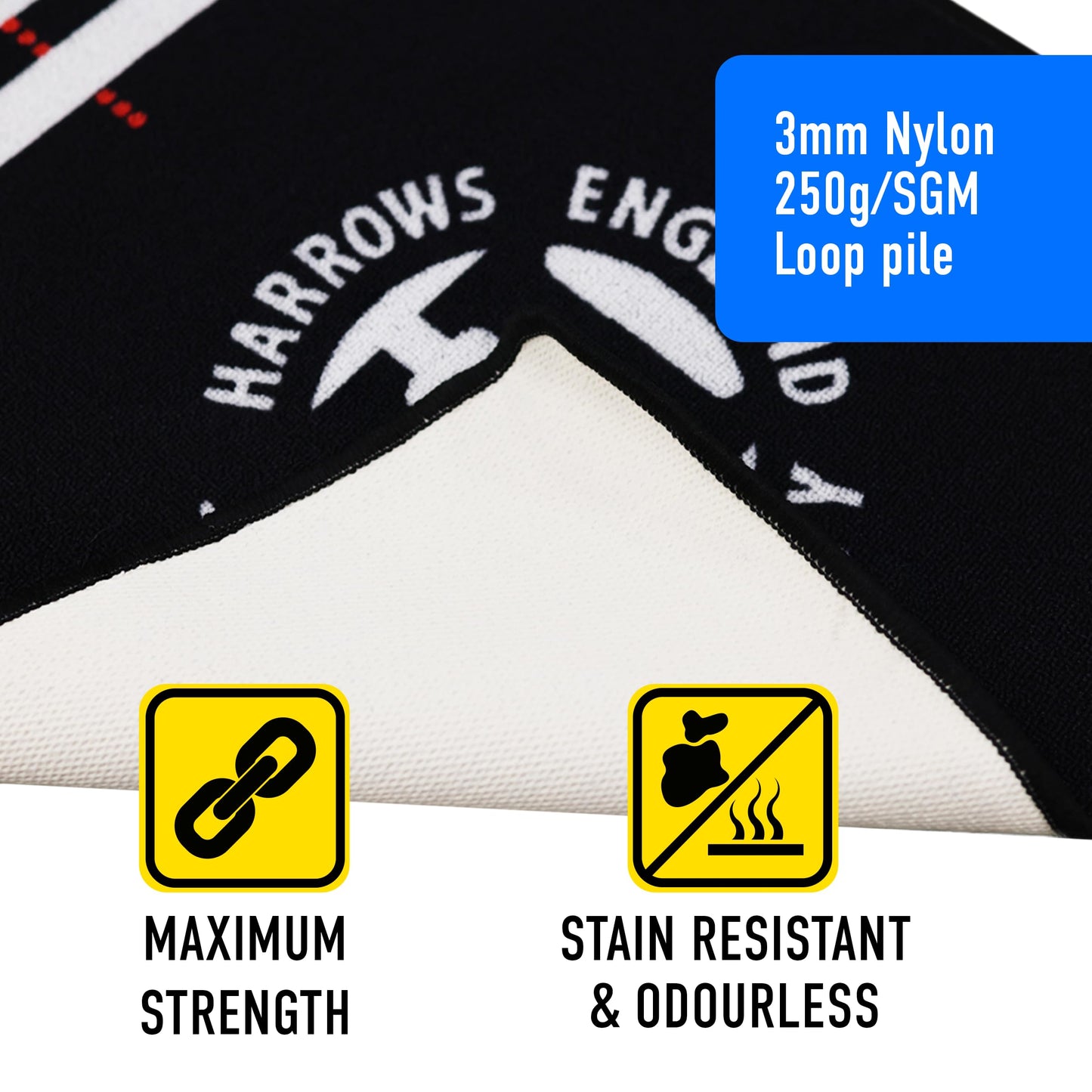 Harrows Darts Mat with Darts Oche I Floor Mat Protection I Non Slip Mat I Professional Darts Mat Rubber Backing