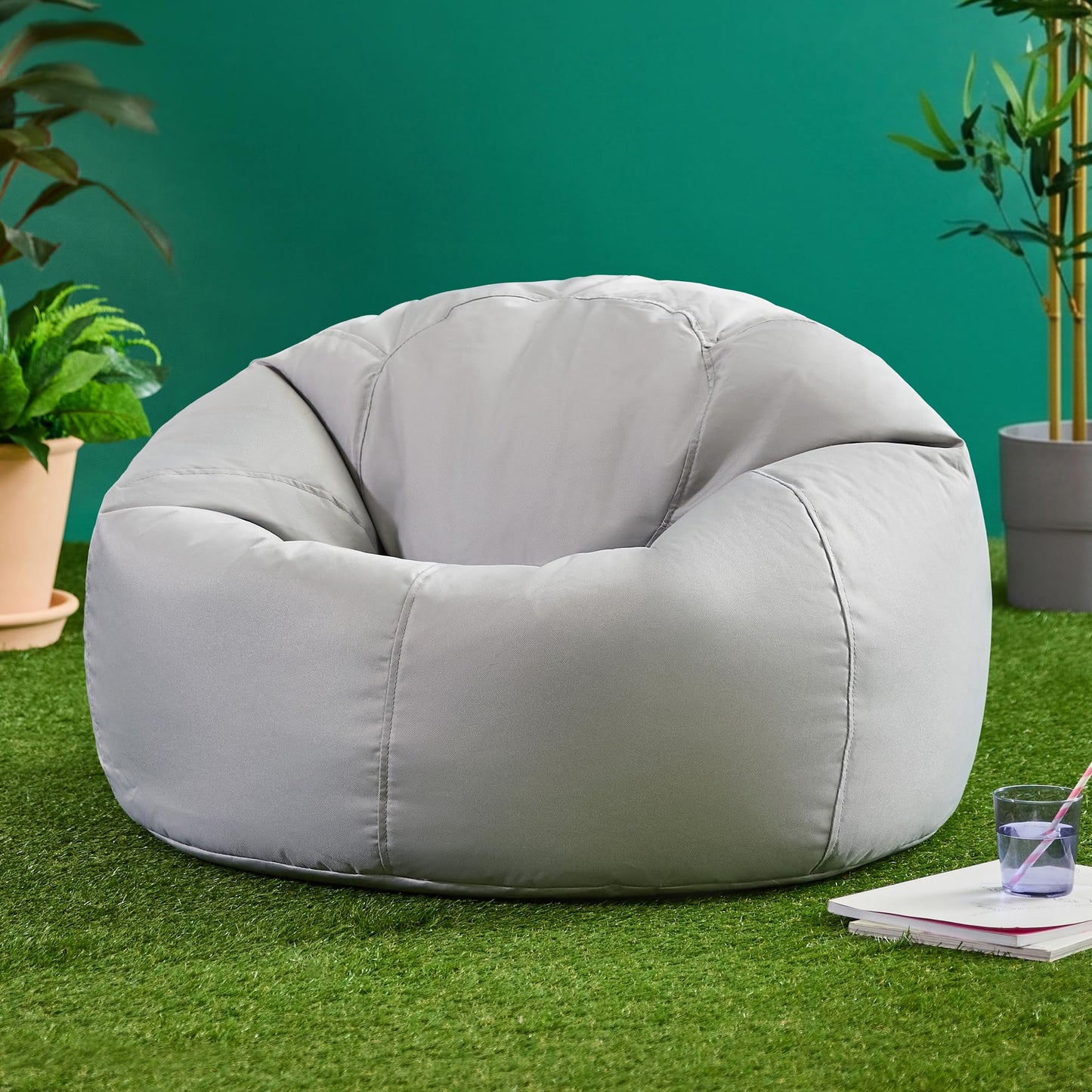 Bean Bag Bazaar Kingston Outdoor Bean Bag with Filling Included, Grey