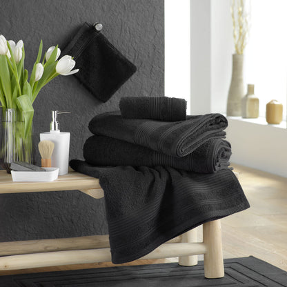 Douceur d'Intérieur, Tendresse Hand Towel 50 x 90 cm Black Sponge Plain