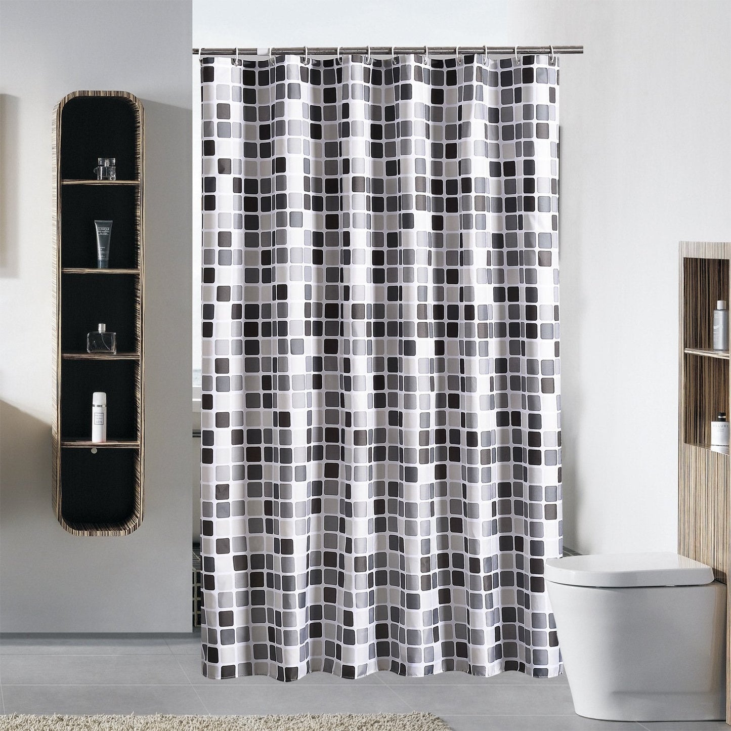 GONOVE Shower Curtain for Bathroom 280 x 200 cm Mildew Resistant Waterproof Polyester Fabric Mosaic Shower Curtain Liner Washable Bath Curtain with
