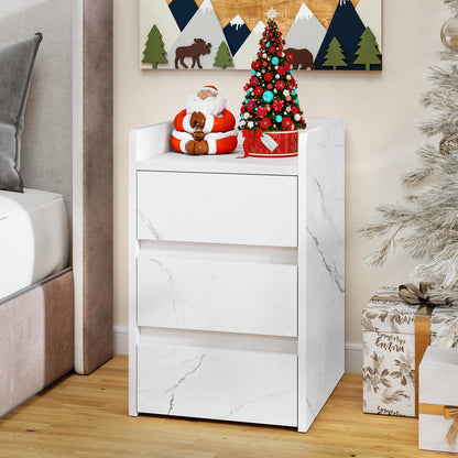 YITAHOME Bedside Table with 3 Drawers and Power Station, Modern Nightstand End Table, Water-Resistant Storage Side Table for Living Room and Bedroom