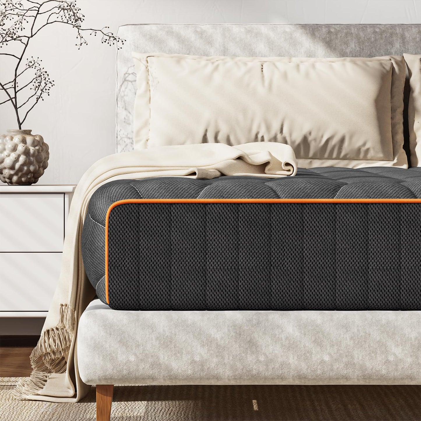 wowttrelax Double Mattress, 20cm Breathable 4ft6 Double Mattresses for Cool Sleep & Pressure Relief, Medium Foam Mattress