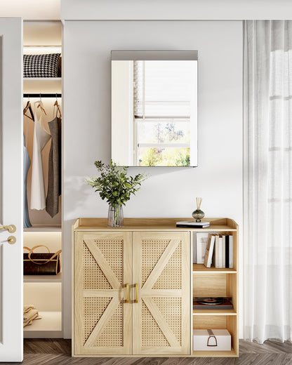 CHOEZON Bathroom Medicine Mirror Cabinet, Wall-Mounted Bathroom Vanity with Mirror, Medicine Cabinet with Storage Function, Hanging Storage Cabinet