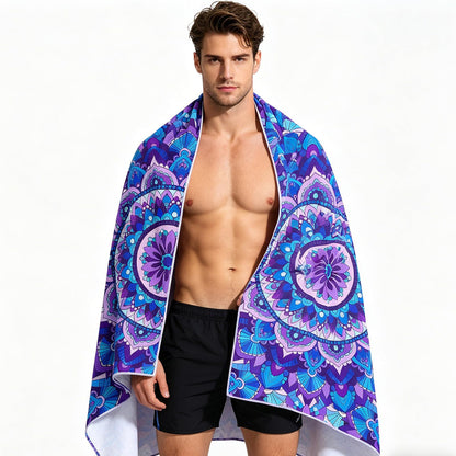 yayafunfun Large Quick Dry Microfibre Beach Towels for Adults, 160X90cm Mandala Bath Towel Travel Towels with Pocket