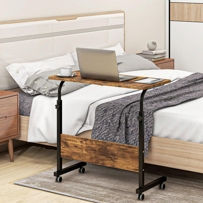 sogesfurniture Height-adjustable laptop table, laptop stand, computer desk with wheels, mobile side table, care table for bed and sofa