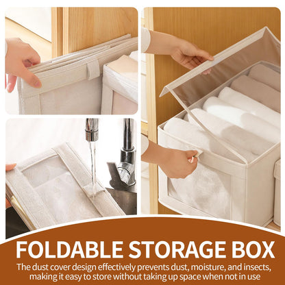 YTSMFL Wardrobe Storage Organiser Foldable, 4 Pack Storage Boxes with Lids Foldable Storage Cubes with Transparent Window Fabric Storage Organiser
