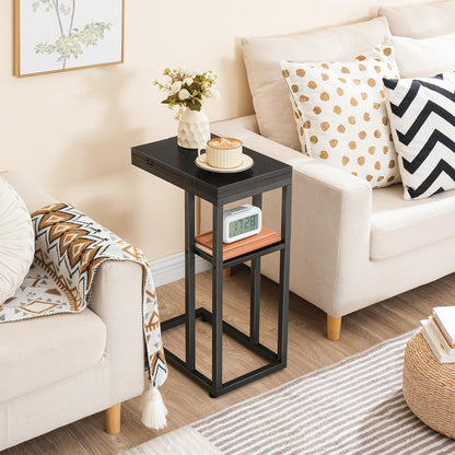 HOOBRO C Shaped Side Table, Foldable Sofa Side Table, Bedside Snack Tables, Laptop Holder Table for Sofa, Small Spaces, Small Coffee Tables