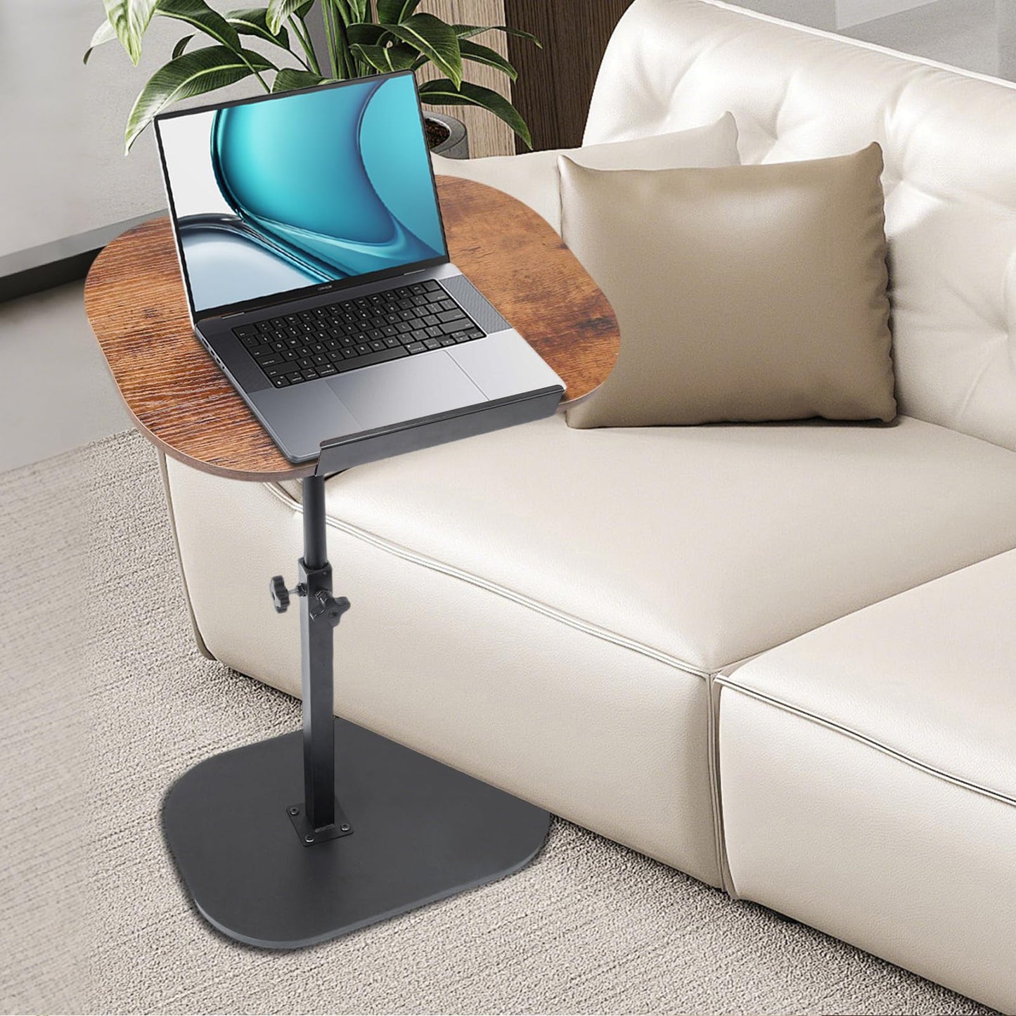 YYW Side Table TV Tray For Couch, Height Adjustable C Shaped End Table