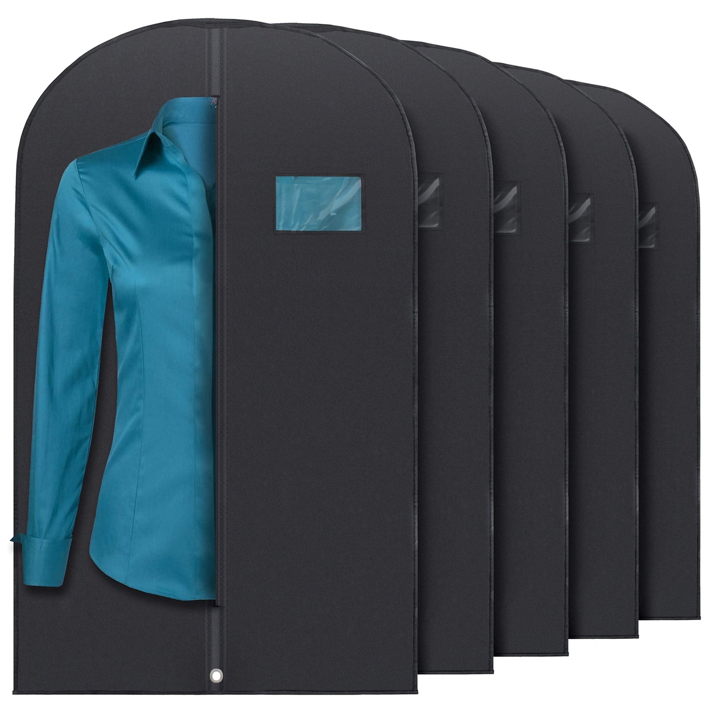 Plixio 40" Black Garment Bags Suit Bag for Travel & Clothing Storage of Dresses, Shirts, Fur Coats, Jackets & Dance Costumes