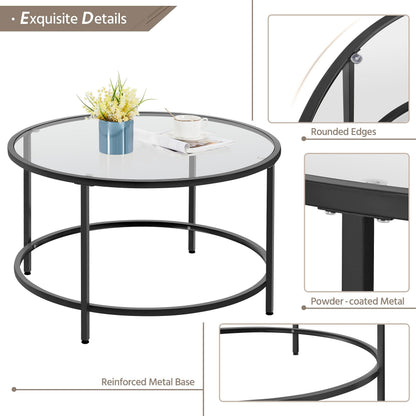 Yaheetech Round Coffee Table Black