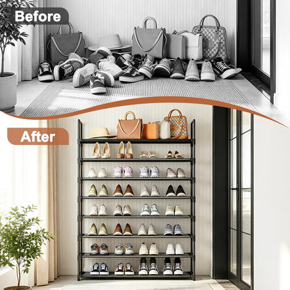 OYREL Shoe Rack 8 Tier 32-40 Pairs Shoes, Shoe Storage Large with Hooks