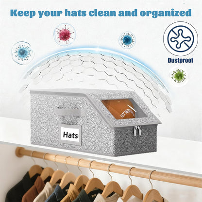 BINBE Baseball Cap Storage Stackable Hat Storage with Lid Grey