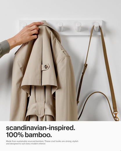 LARHN White Wall-Mounted Coat Rack, 2-Pack - 5 Coat Hooks, 42cm