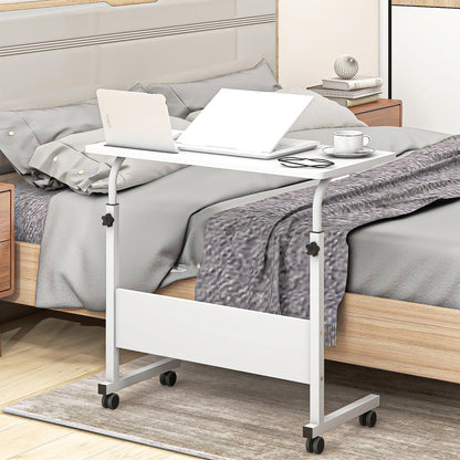 sogesfurniture Height-adjustable laptop table, computer desk with tablet slot, 80 x 40 cm, PC table, sofa table, care table, side table with wheels