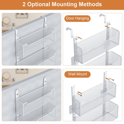 VyGrow Over The Door Storage, Metal Door Organiser Hanging with 5 Adjustable Baskets and Coat Hook