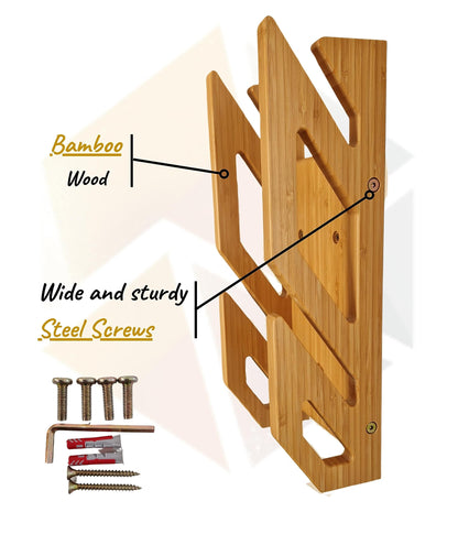 Enhanc3d Designs Skate Wall Mount in Bamboo Wood ? Modern and Robust Design ? Skate Wall Hanger ? Longboard Wall Mount (2 Skates)
