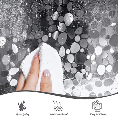 hjwanyin Shower Curtain, Long Shower Curtain Made of Mould PEVA, Stylish and Water Repellent Shower Liner for Bathroom (Cobblestone, 180 * 180cm)