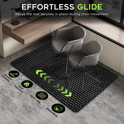 FRUITEAM 114x135cm Rectangular Black Office Chair Mat for Carpet Protector