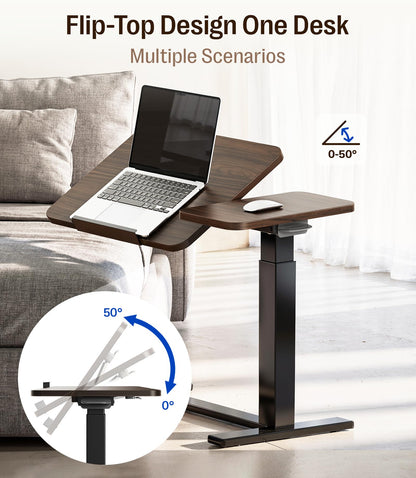 MAIDeSITe Fit Dual Overbed Table with Wheels, C-Shape Bedside Table