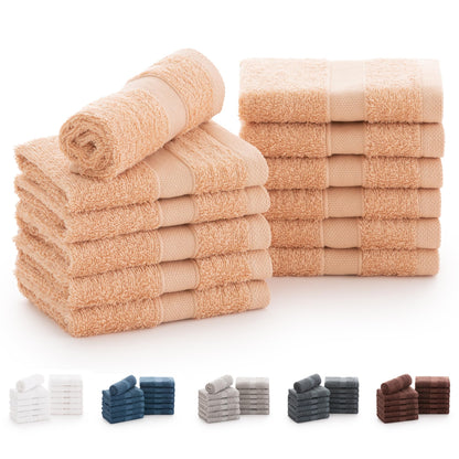 Todocama - Set of 12 Hand Towels (30 x 30 cm) 100% Soft and Absorbent Cotton, 550 gsm Premium, (Beige)