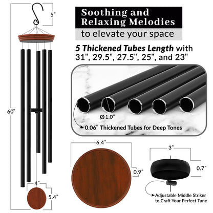 SYMPATHY HEARTS 60" Extra Large Wind Chimes for Outside - Deep Tone, Soothing Melodies, Unique Gift Idea