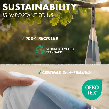 ALP & ACT Beach Towel XXL 200x90 cm - 100% Recycled Microfibre - SUPER LIGHTWEIGHT & Quick Dry - Large Microfibre Towels for Beach & Sun Lounger