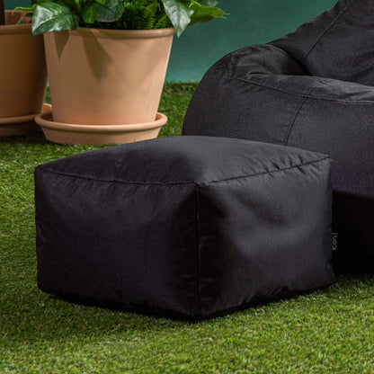 Bean Bag Bazaar Outdoor Bean Bag Footstool with Filling Included, Black