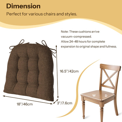 FlyGulls Chair Cushions for Dining Chairs Set of 2 46x42x7.6 cm Brown