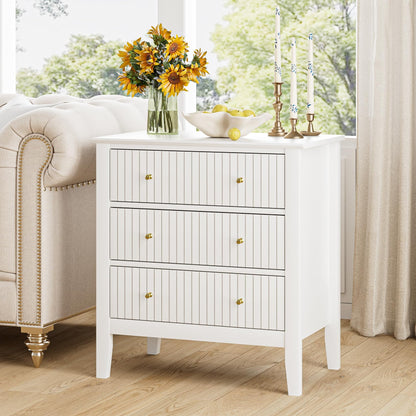 Apetaccat Large Bedside Table Bedroom, 3 Drawer Chest of Drawers, Bedside Cabinet With Metal Handles,for Bedroom Livingroom,Hallway,White