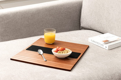 Kos Design Bamboo Sofa Arm Tray – Anti-Slip, Flexible Sofa Arm Table for All Armrests – Durable Couch Tray with Elegant Design, Natural Color